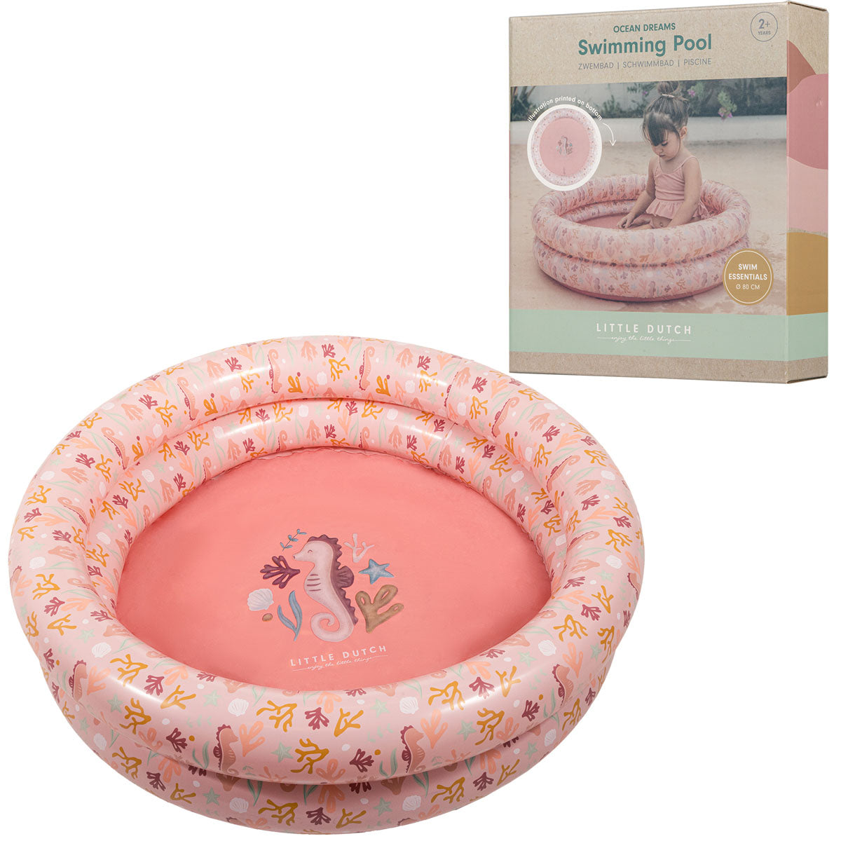 Little Dutch Pripučiamas baseinas OCEAN DREAMS PINK, 80cm