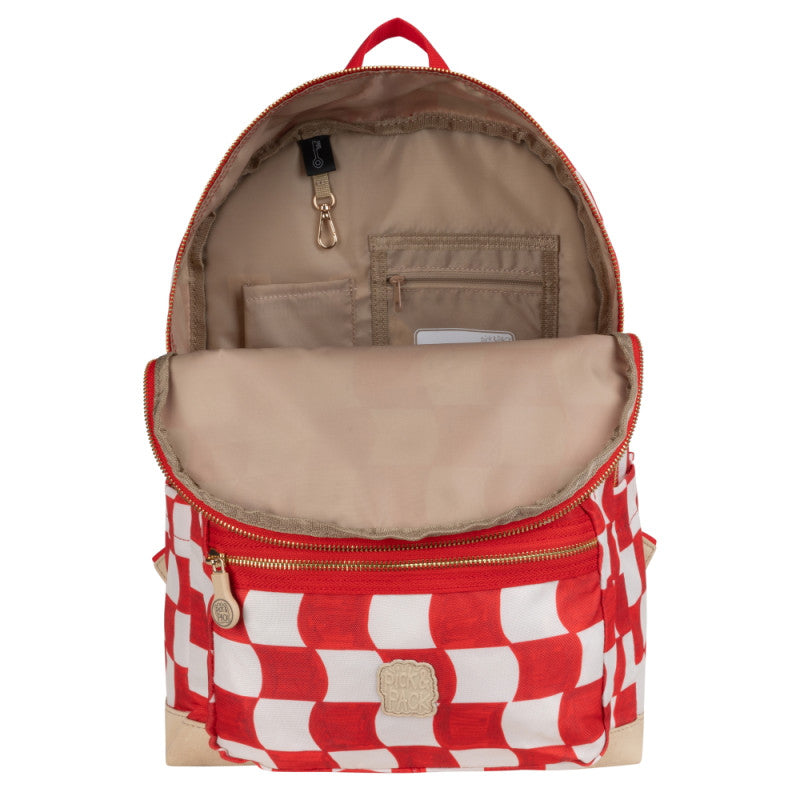 Pick & Pack mokyklinė kuprinė Raudoni langeliai, L