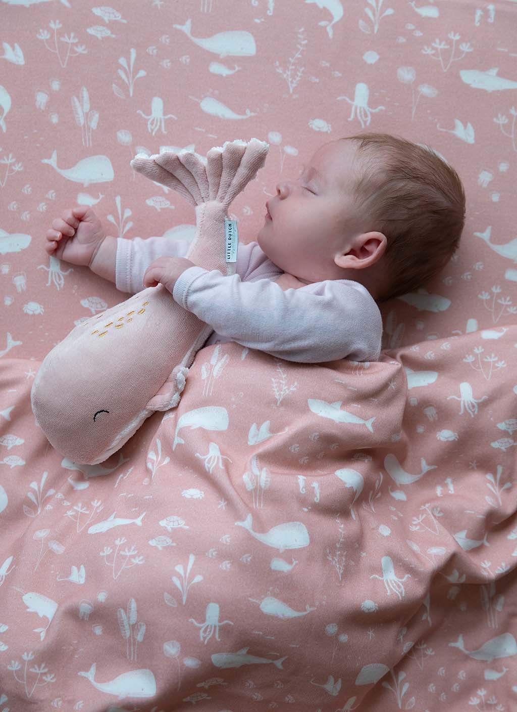 Didelis minkštas žaislas banginis 40cm rožinė