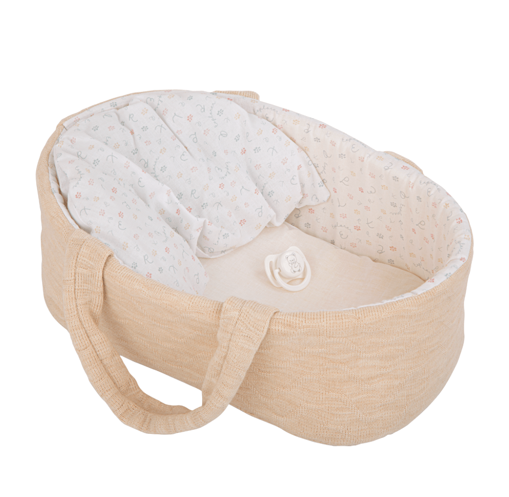 Arias kūdikėlis rusvoje nešyklėje, mergaitė, 33 cm