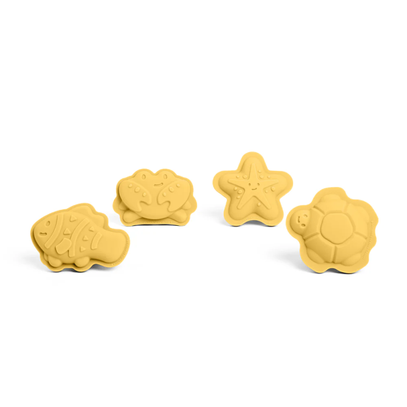 Bigjigs silikoninės smėlio formelės (4 vnt.), geltonos