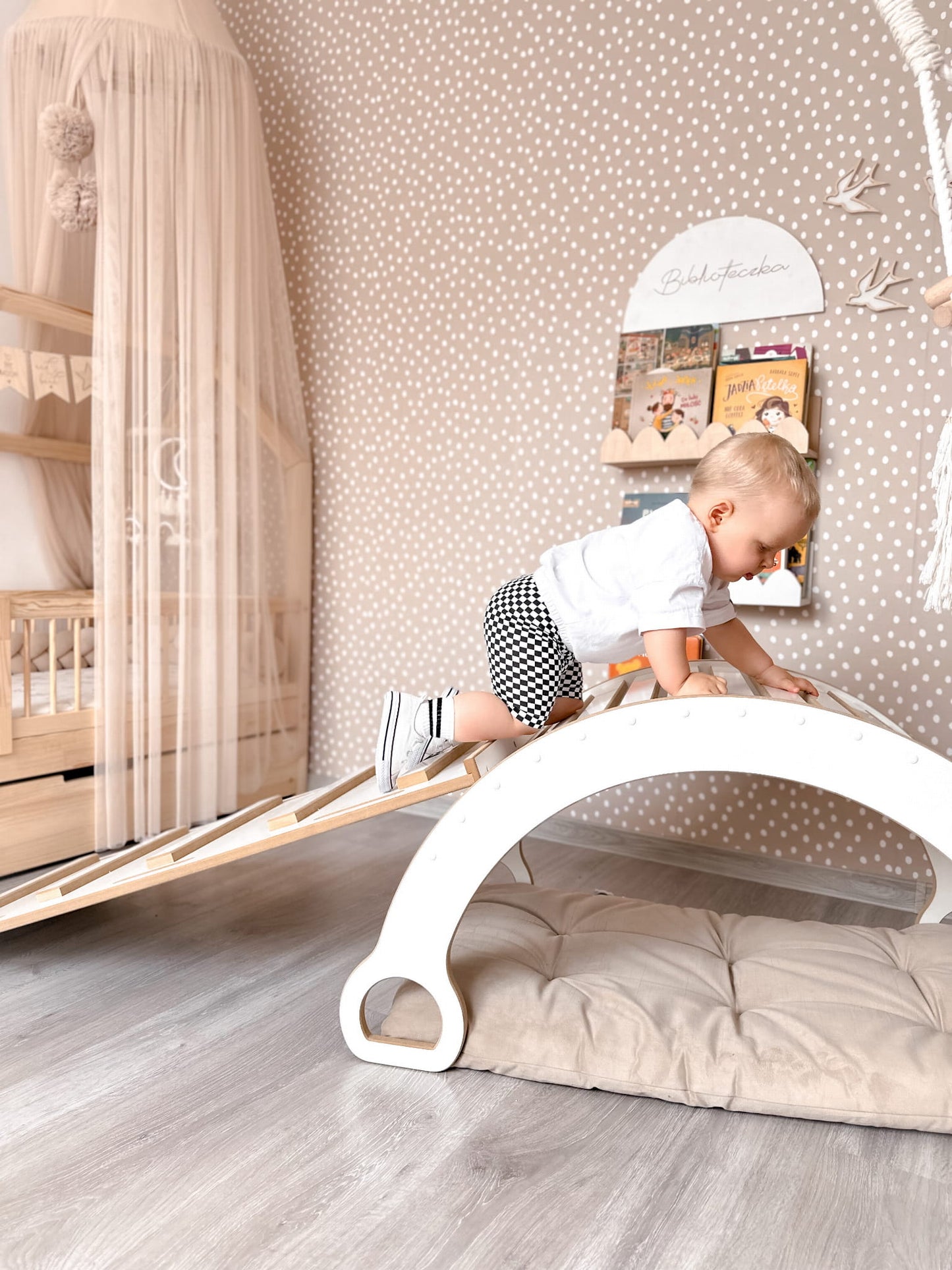 Montessori sūpynės ir čiuožykla/laipiojimo siena LADDER