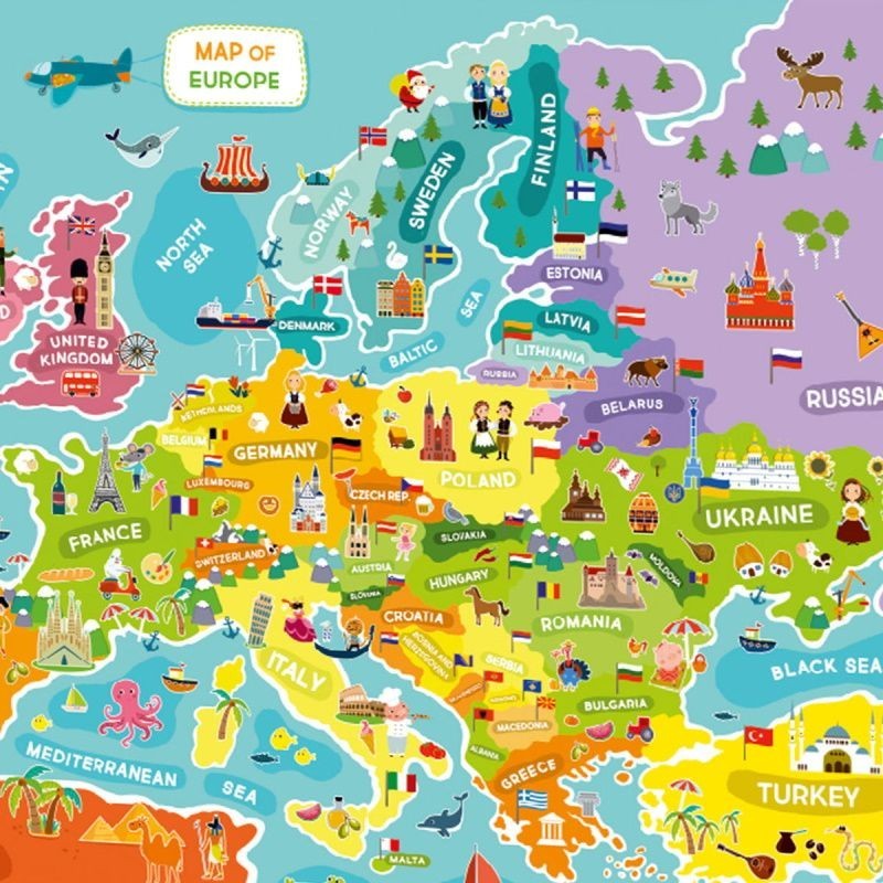 Dėlionė vaikams Europos žemėlapis (100 det.)