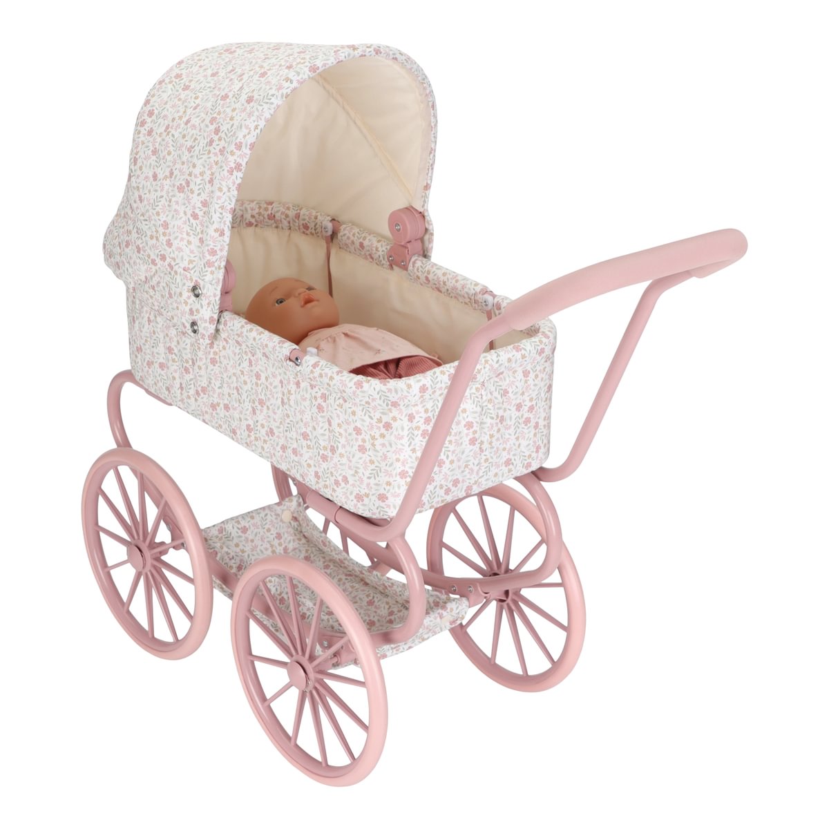 Little Dutch metalinis lėlės vežimėlis su lopšiu SOFT FLOWERS