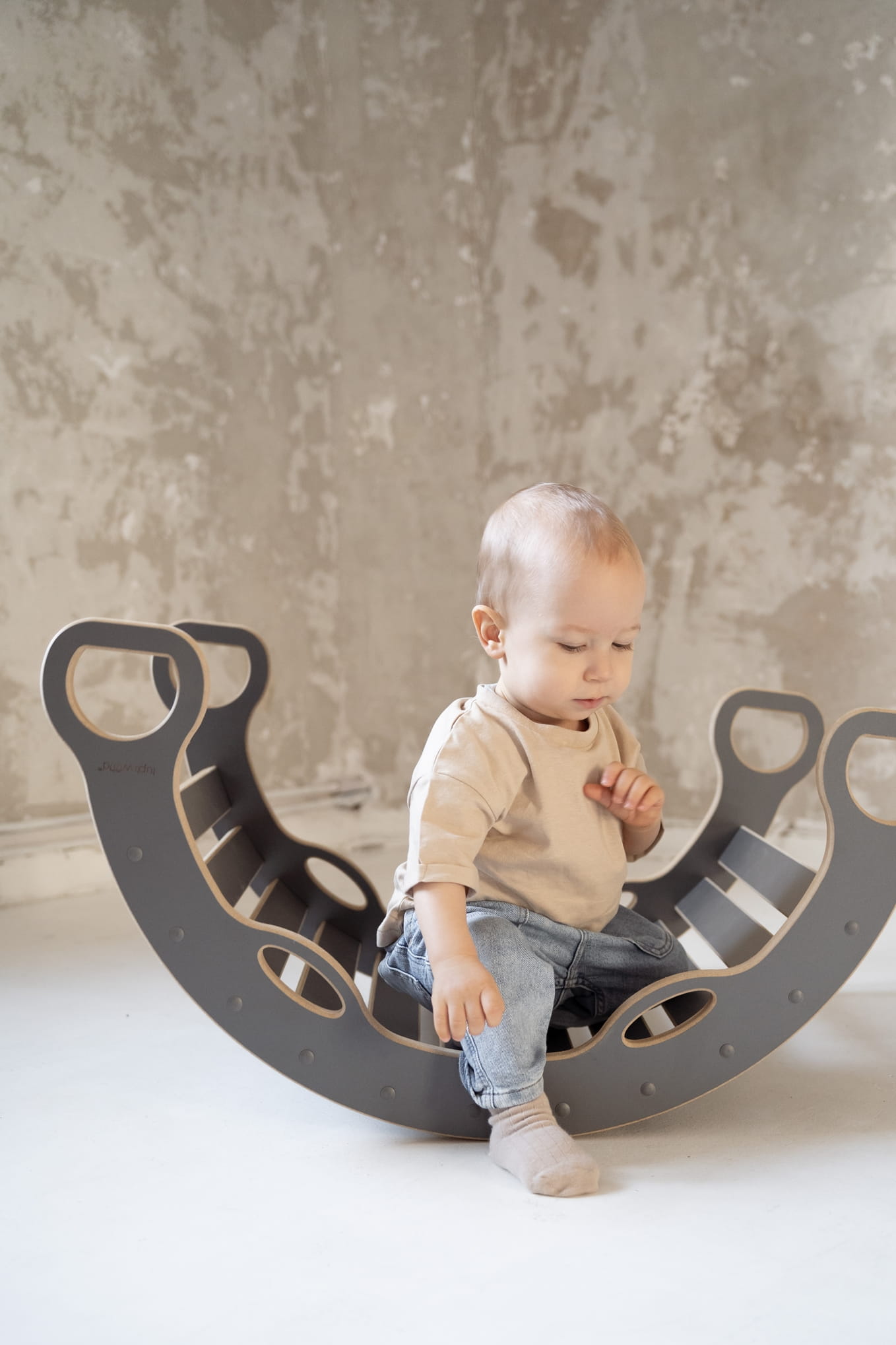 Montessori sūpynės SMALL su rankenomis GREY