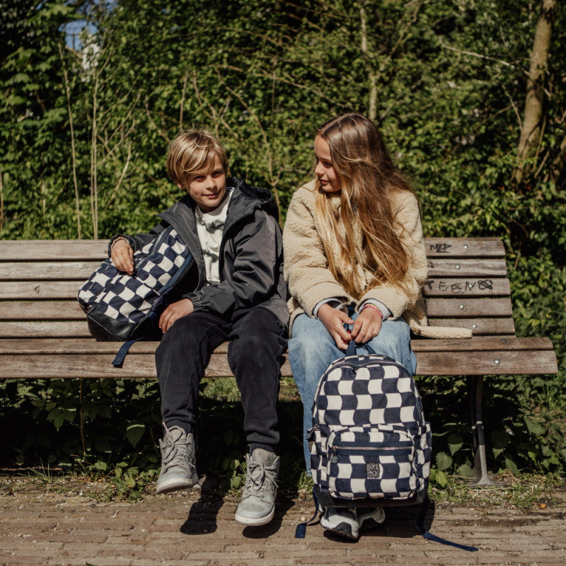 Pick & Pack mokyklinė kuprinė Mėlyni langeliai, L