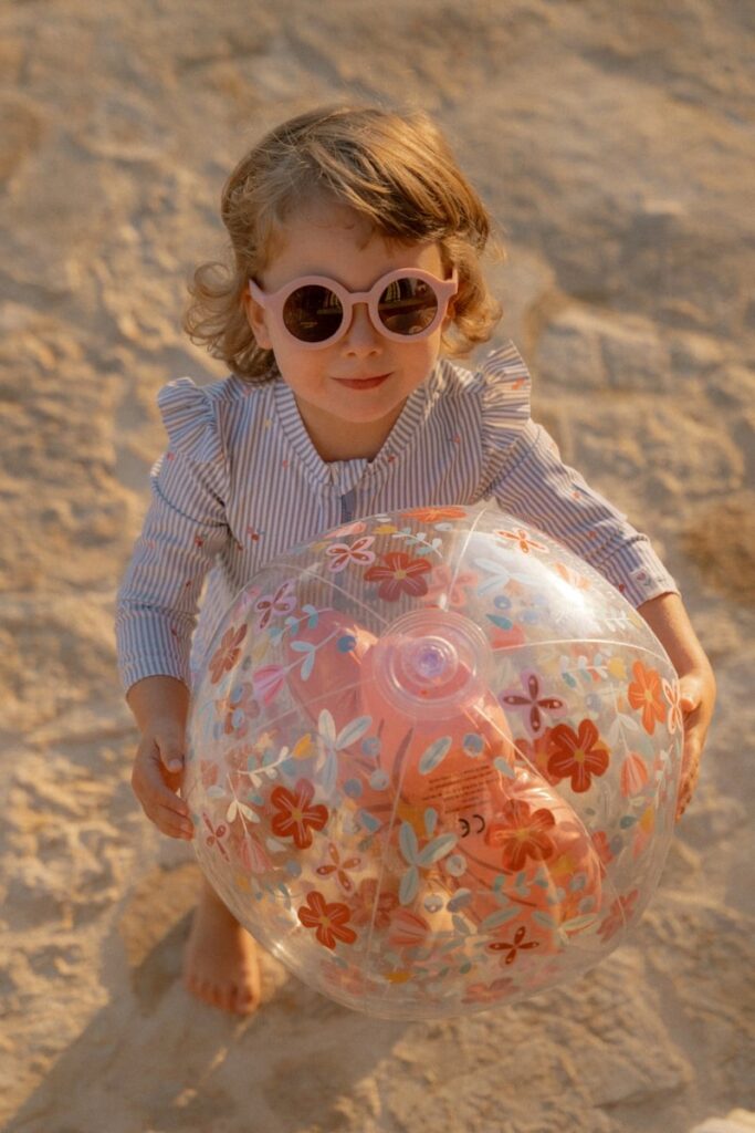 Little Dutch paplūdimio kamuolys PINK FLOWERS 3D