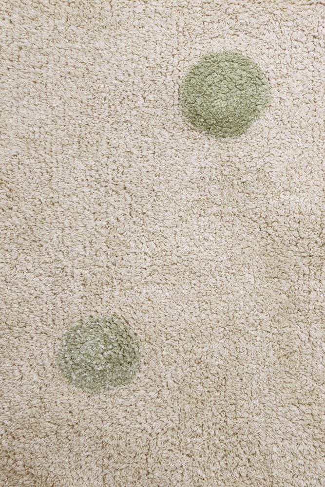 Skalbiamas kilimas Hippy Dots Natural - Olive