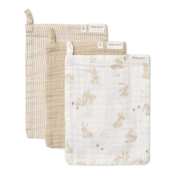 Little Dutch 3 merliukų rinkinys iš muslino BABY BUNNY