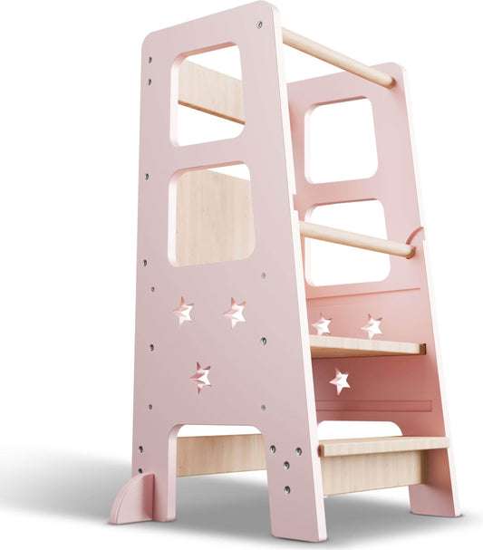 Medinis Montessori bokštelis, rožinis