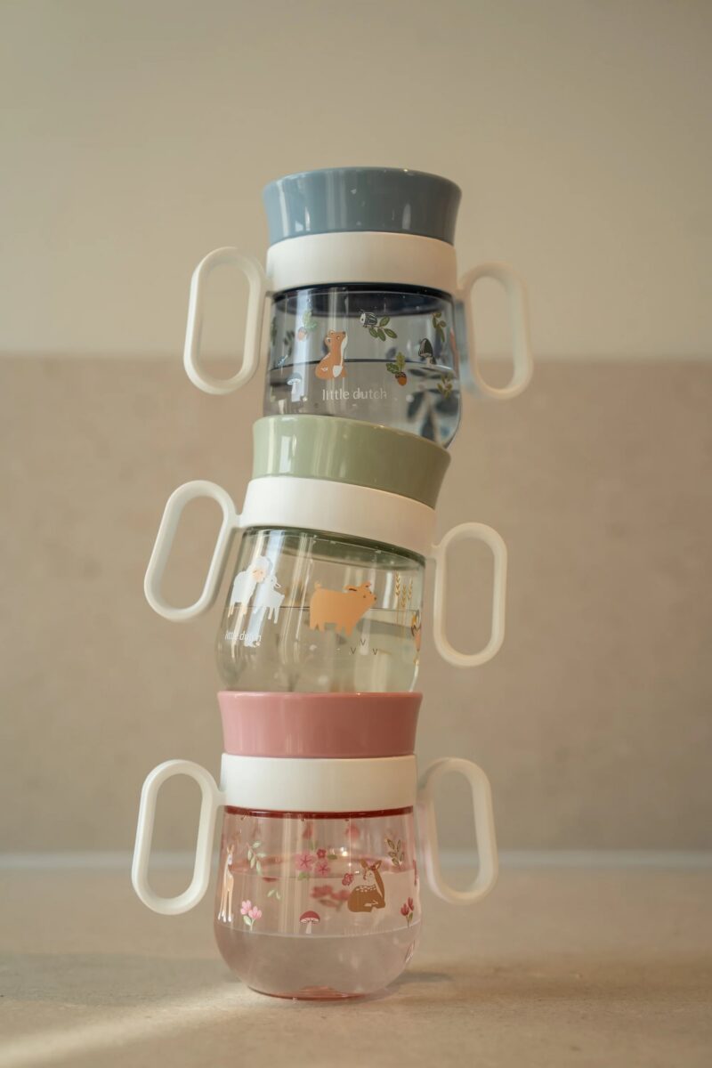 Little Dutch puodelis „Trainer“ 360° su rankenėlėmis  FOREST FRIENDS, 200 ml