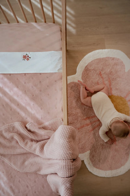 Little Dutch vaikiškos lovelės megztas užtiesalas PURE Blossom 110×140 cm
