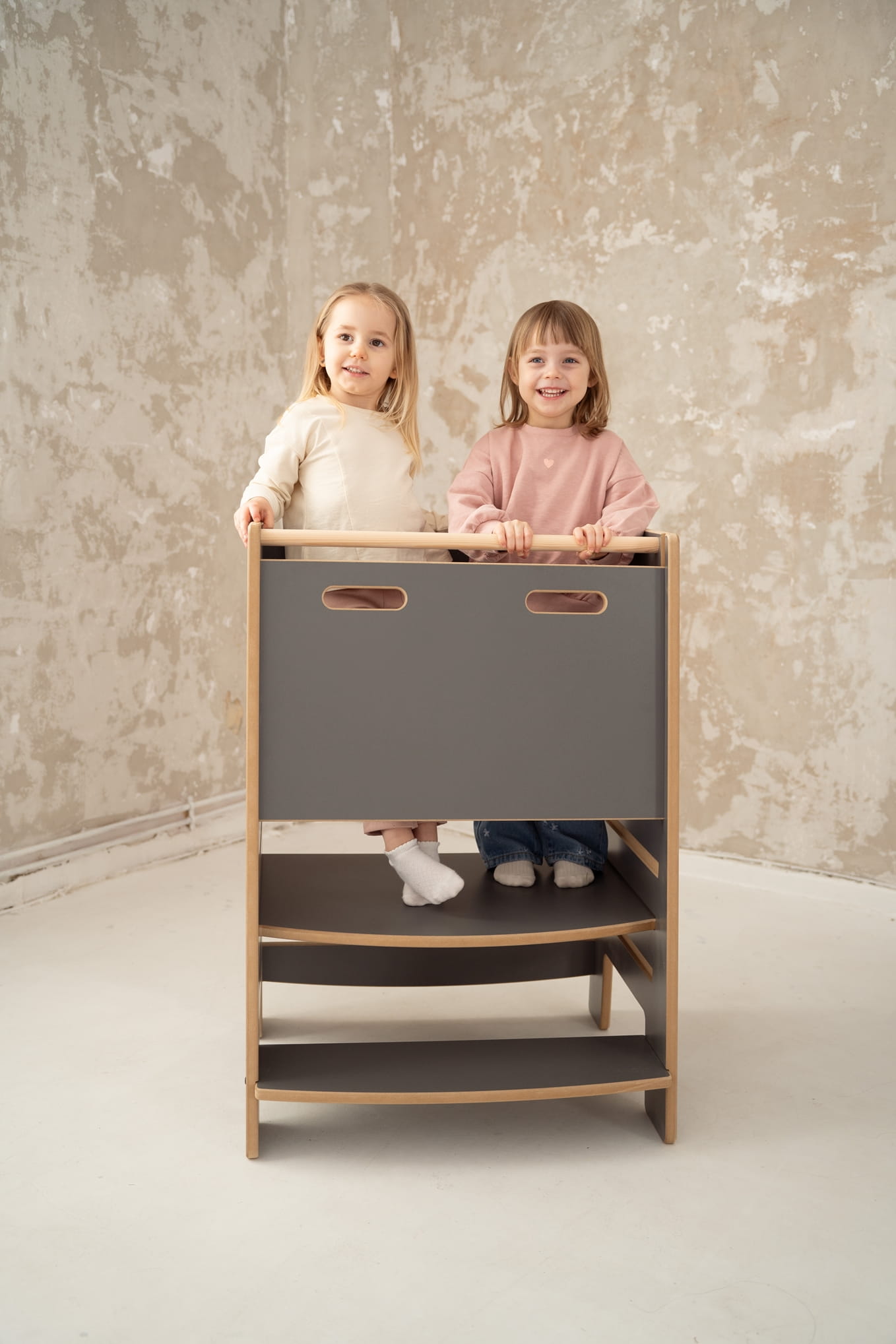 Montessori bokštelis DOUBLE SAFE GREY