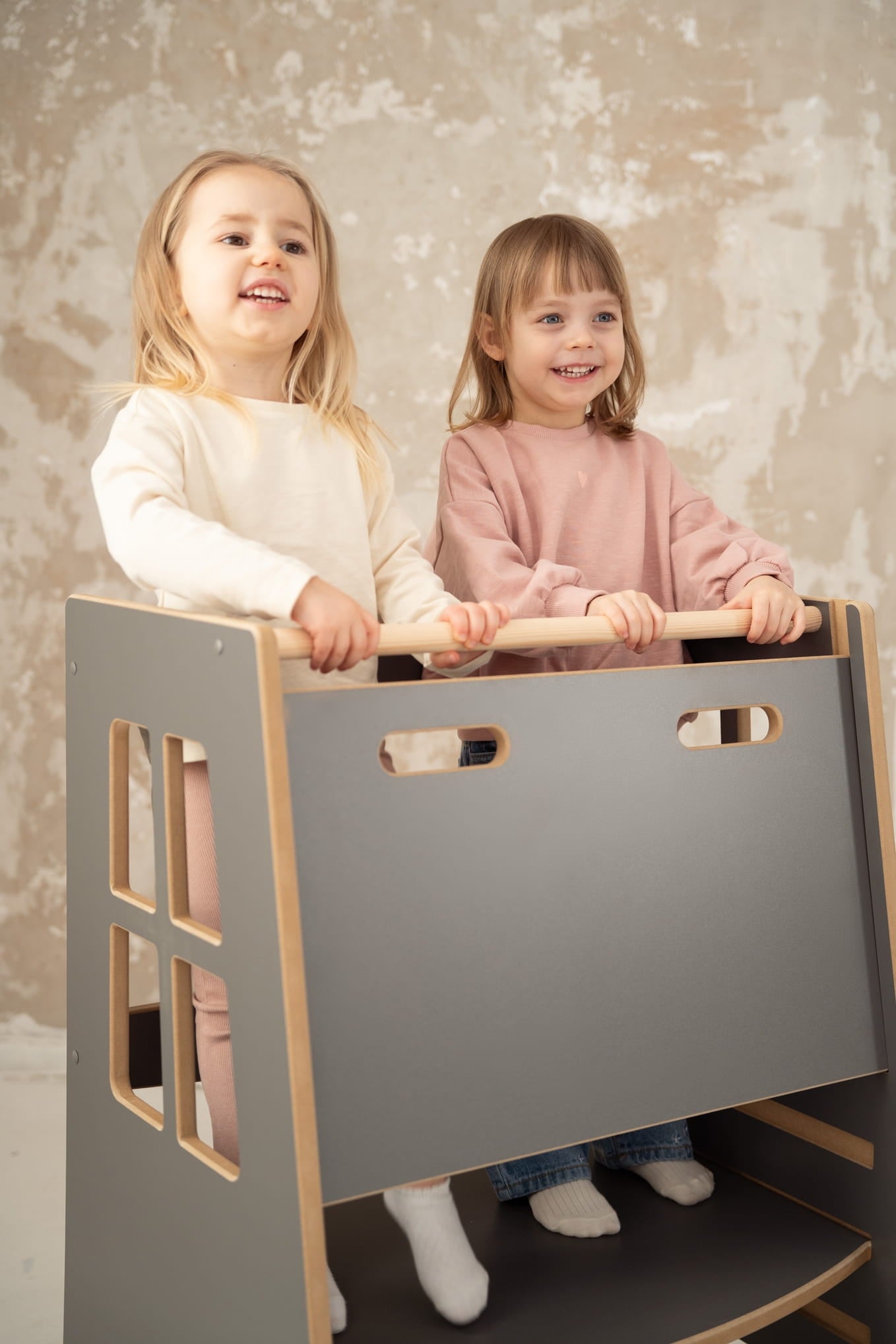 Montessori bokštelis DOUBLE SAFE GREY