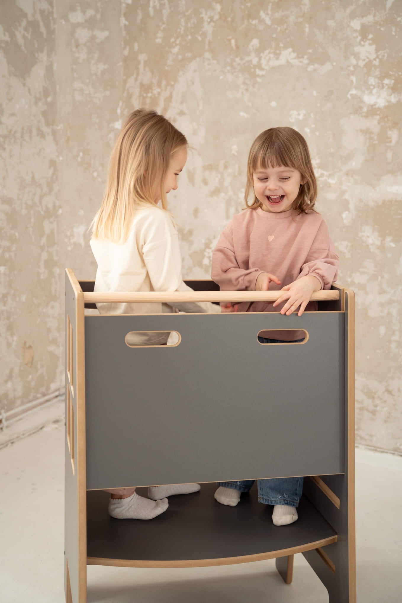 Montessori bokštelis DOUBLE SAFE GREY