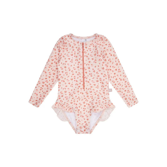 Maudymosi kostiumėlis ilgomis rankovėmis OLD PINK LEOPARD