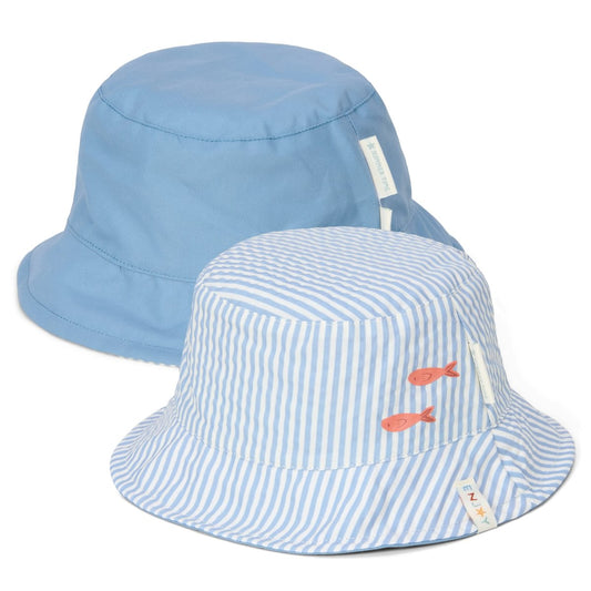 Little Dutch dvipusė kepurė nuo saulės OCEAN SEA LIFE BLUE, 2-4m.
