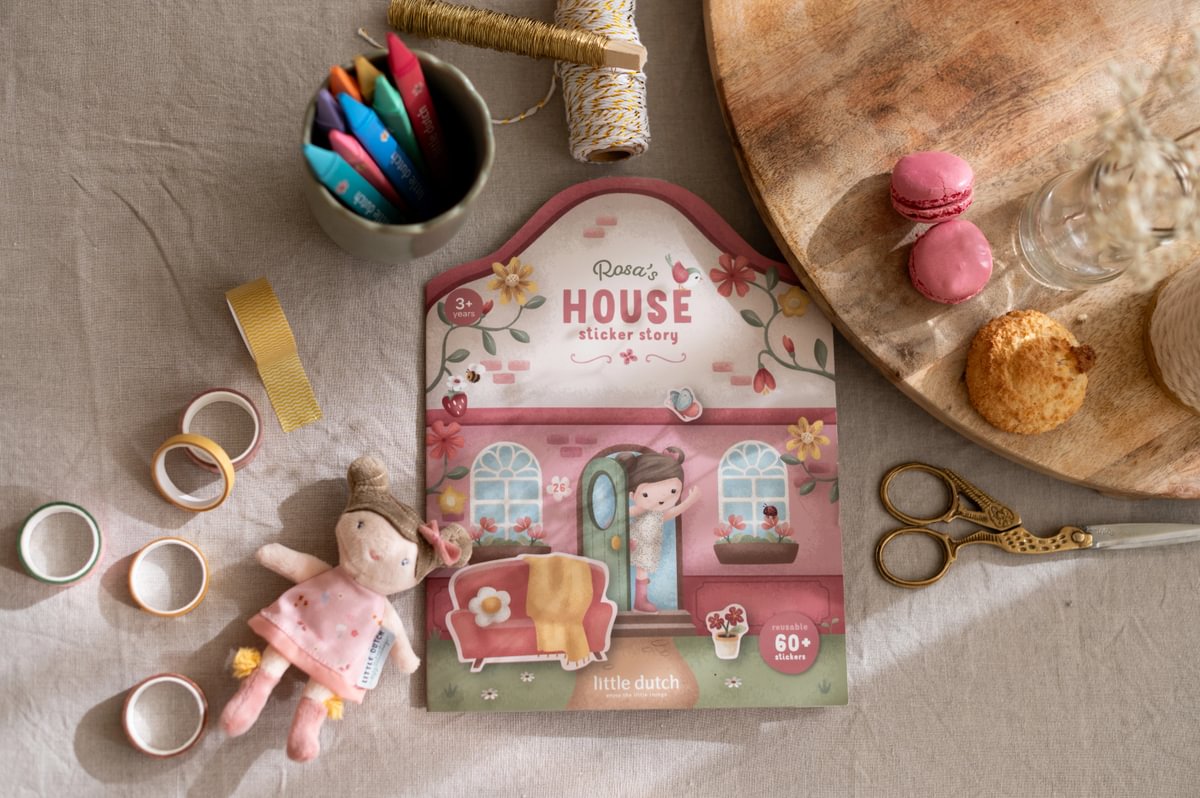Little Dutch daugkartinio naudojimo lipdukų knygelė ROSA IR DRAUGAI