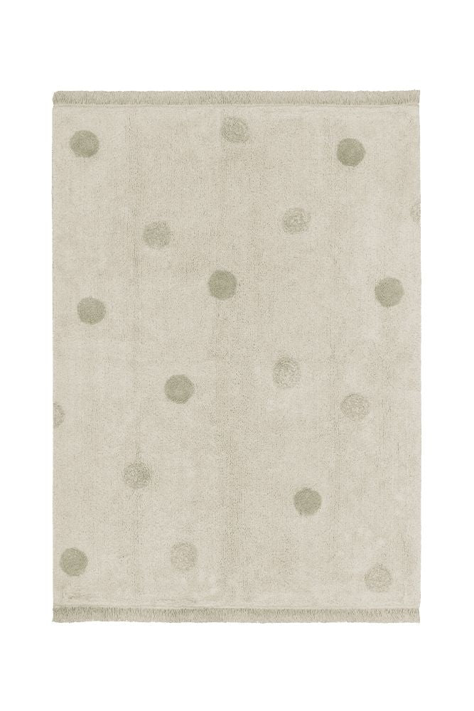 Skalbiamas kilimas Hippy Dots Natural - Olive