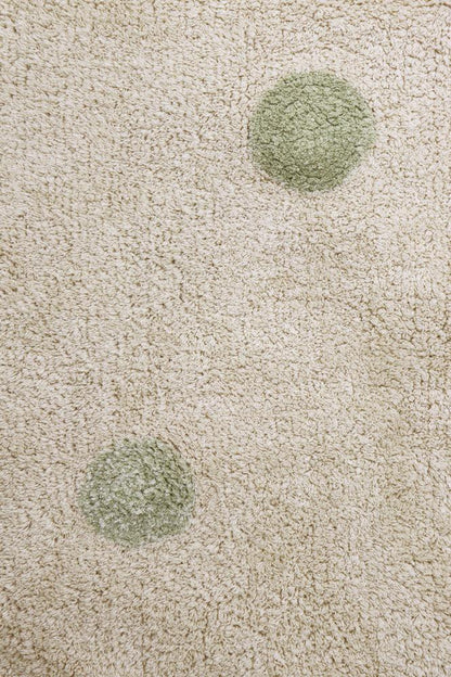 Skalbiamas kilimas Hippy Dots Natural - Olive